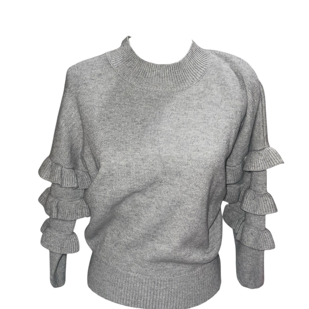 Free Generation Los Angeles Ruffle Sleeve Sweater Gray  Women’s M – NWT